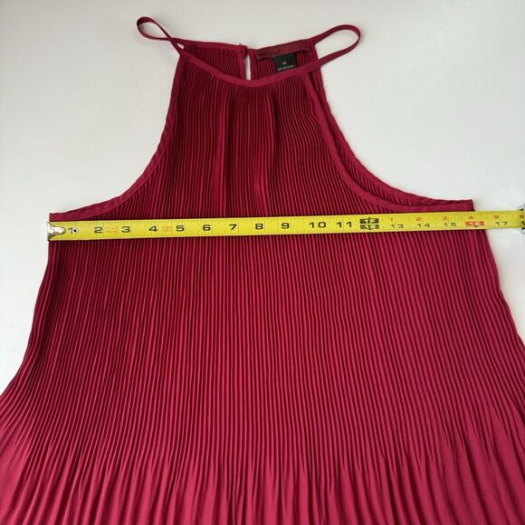BKE Red Women Red Burgundy Semi Sheer Pleated Sleeveless Blouse Medium - Picture 4 of 11